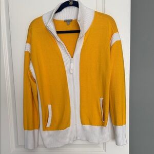 Talbots Yellow and White Cardigan Sweater